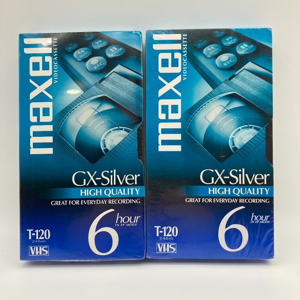 2 Pack Maxell GX-Silver High Quality T-120 6 Hour VHS Tapes New Factory Sealed